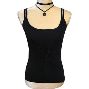 Cal Fashion Black Tank Top Embellishments Women S